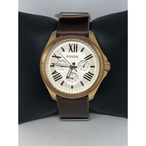 Fossil AM4620 Women's Brown Leather Analog Beige Dial Quartz Wrist Watch HO246